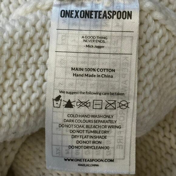 One Teaspoon Luxe Distressed Ivory Knit Cowl Neck Sweater Women’s Small - Picture 5 of 6